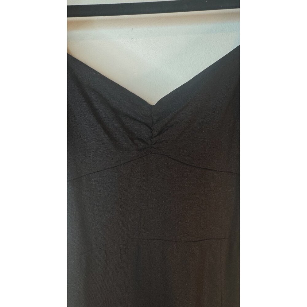 2/$30 ZARA Black 50% Linen Puff Sleeve Midi Dress - Picture 8 of 16